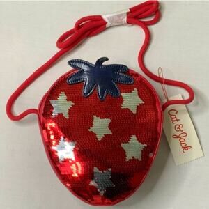 Cat & Jack Strawberry Girls Novelty Crossbody Zipper Close Purse/Handbag NWT